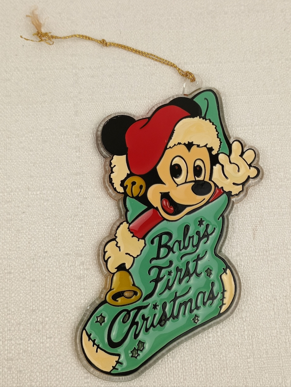VTG  Walt Disney Mickey Mouse Santa Baby's First Christmas Ornament '85 mickey